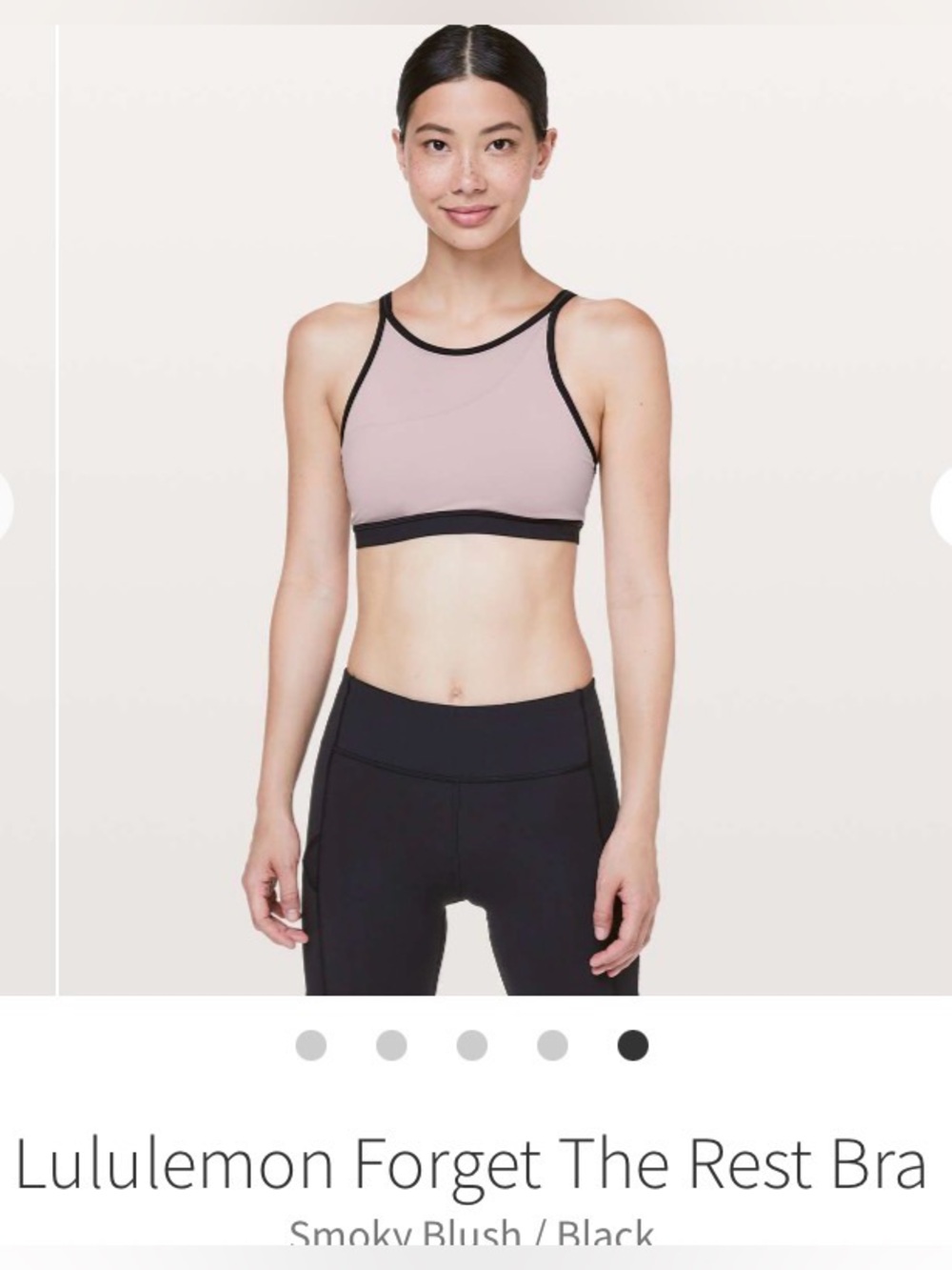 lululemon athletica Forget The Rest Bra in Smoky Blush with Black Trim size 10